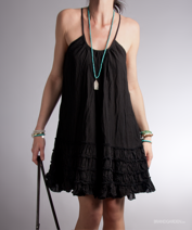 Rouche Dress Black Rabens Saloner